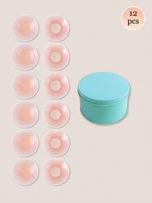 12pcs/Pack Unisex Silicone Nipple Covers With Gift Box, Invisible Adhesive Breast Pads, Seamless Nipple Concealer, Suitable For Daily Commute, Sports, Fitness, Backless Dresses - 6.5cm - View 10