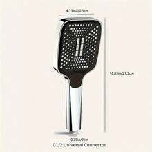 1pc Square High-Pressure Shower Head With Large Water Outlets, High Flow Single-Handed Rainfall Shower Head For Home Bathroom Installation - Silver - View 7