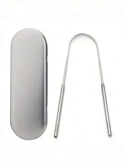 1pc Stainless Steel Toothbrush Tongue Scraper Adult Oral Care Tool, U-Shaped Design, Suitable For Living Room, Bedroom, Travel, Can Be Paired With Toothbrush For Perfect Oral Cleaning, Tongue Scrapper, Teeth Cleaning Tool, Mini Toothbrush