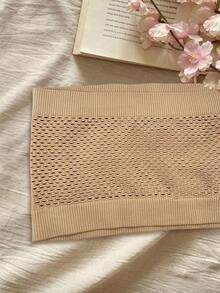 1pc Nude Seamless Strapless Bandeau Bra For Women, Push-Up Back-Smoothing Anti-Slip Innerwear Base Layer - Apricot - View 8