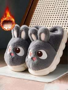 Women's New Low Heel Soft Sole Minimalist Winter Warm Daily Comfortable Casual Autumn/Winter Fur Slippers - Grey - View 1