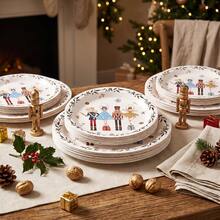 10/20/50 Pcs,White Nutcracker Christmas Disposable Paper 7 Inch & 9 Inch Dinner Plates,Ballet Fairy Mouse King Nutcracker Soldier Gift Snowflake Wreath Dessert Plates,Table Decor For Nutcracker Themed Party,Xmas Family Dinner - Multicolor - View 2