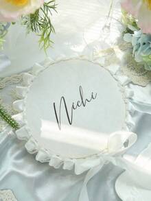 Personalized 6 Inch Wedding Handheld Tambourine With Single Row Metal Jingles & Lace Ruffle Bow, Custom Name Ribbon Tambourine For Wedding Ceremony, Bridal Shower, Reception, Party Favors & Dancing (Drumstick Not Included) - Multicolor - View 13