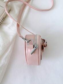 1 buah Tas Selempang Mini Bulat Modis untuk Anak Perempuan dengan Pita dan Resleting, Cocok untuk Semua Musim dan Penggunaan Sehari-hari - A - View 6