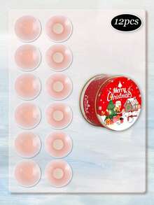 12pcs Women's Christmas Style 6.5cm Silicone Nipple Covers, Invisible Seamless Soft Comfortable Anti-Chafing, Includes 2 Christmas Style Storage Containers, Exquisite Small Size, Suitable For Birthday And Holiday Gifts - 6.5cm - View 10
