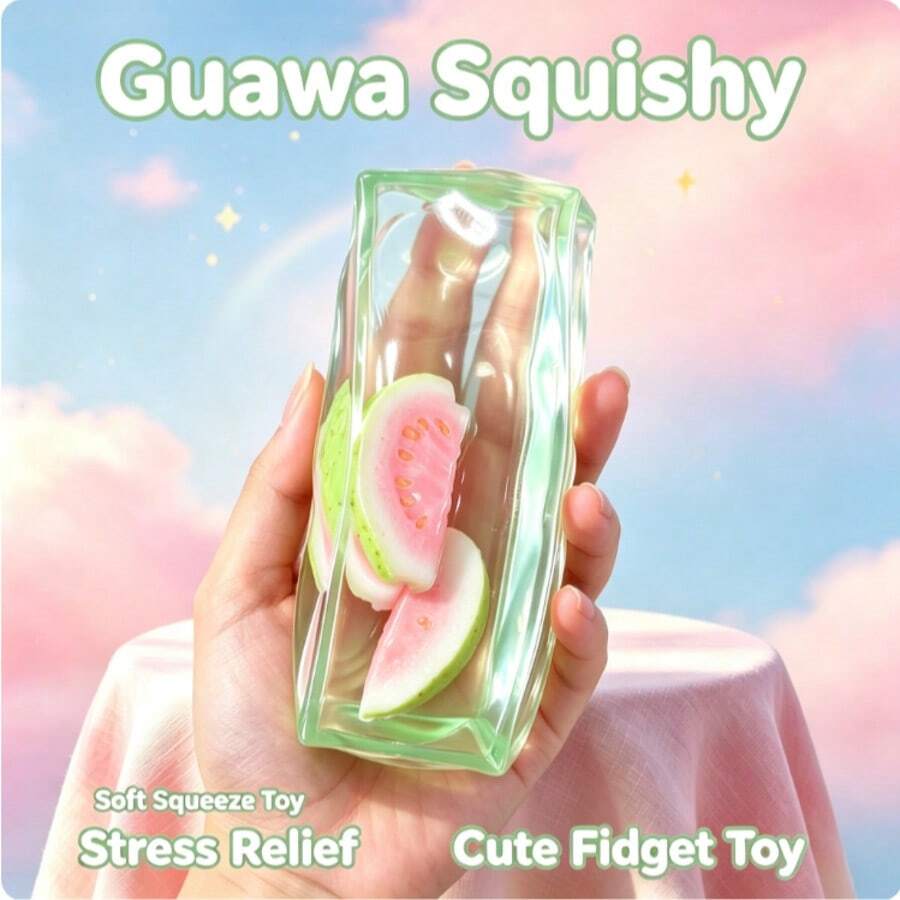 Squishy - Potongan Buah Ultra-Transparan - 1 buah - Lentur - Balok Susun Buah Stroberi - Pereda Kecemasan - Mengembang Perlahan - Mainan Penghilang Stres - Detail Potongan Buah Tertanam - Mainan Genggam Lucu - Hadiah Terbaik