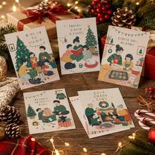 10Pcs Christmas Family Self-Adhesive Stickers, Cozy Holiday Illustration Decals For Journal, Notebook, Scrapbook, Gift Wrapping & Festive Home Decoration - 10Pcs - View 4