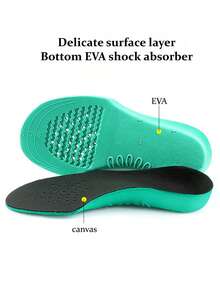 1 Pasang Sol Dalam Sepatu Olahraga Unisex Penopang Lengkungan Kaki Stabil Sepanjang Kaki, Bantalan Sepatu Penyerap Guncangan, Perlindungan Kaki, dan Anti-Torsi untuk Keseimbangan - Hitam dan hijau - View 3