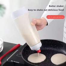 1 buah Dispenser Adonan Pancake - 1000ml/33.8oz Pengaduk Kue Pai - Alat Dapur untuk Memanggang, Pengocok Manual, Cocok untuk Pancake, Wafel, Kue, Muffin, Crepes, Desain Mudah Ditekan, Pengukuran Tepat, Pencampuran Halus | Botol Plastik Tahan Lama - Clear - View 12
