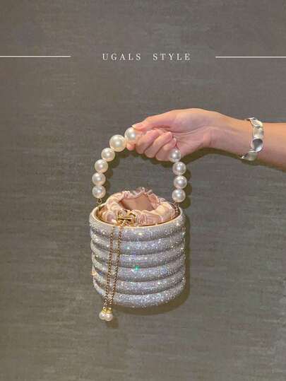 Luxury Women's Bridal Wedding Clutch Bag Party Ball Sparkling Rhinestone Handbag Evening Bag Bucket Bag