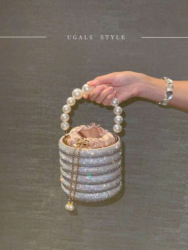 Luxury Women's Bridal Wedding Clutch Bag Party Ball Sparkling Rhinestone Handbag Evening Bag Bucket Bag