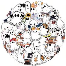 50pcs Halloween Little Ghost Doodle Stickers - Material Scrapbook Waterproof Skateboard Guitar Water Cup Notebook Adhesive Decals - A - View 2
