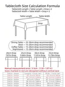 1PC Gray Linen-Like Rectangular Lace Tablecloth, Linen Texture Floral Embroidered Lace Trim Table Cover, Romantic Decorative Tablecloth, Suitable For Dining Table, Party And Home Decor - Beige - View 10