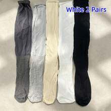 2/3/5/10 Pairs White Layered Socks, Women's Mid-Calf Socks, Women's Knee-High Socks, Summer/Autumn Thin Style Ankle Boots Matching Mid-Calf Socks, Also Suitable For Ankle Boots, Solid Color Knee-High Socks, Y2K Style, Comfortable, Halloween Christmas Back To School Season Student Mid-Calf Socks, Women's Socks, Autumn Socks, Suitable For Travel And Home Use - Multicolor - View 9
