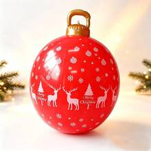 PVC Inflatable Christmas Tree Hanging Ornament, Red Reindeer & Snowflake Print Large Inflatable Ball Decoration, Holiday Home Party Indoor & Outdoor Decor - Red Reindeer Style - View 4