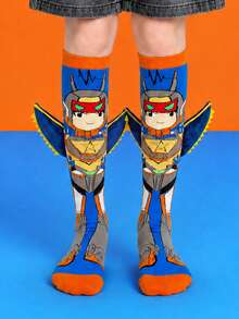 Boys 3D Wing Robot Knee‑High Socks, Cute Cartoon Superhero Printed Novelty Mid‑Calf Socks For Kids - Multicolor - View 11