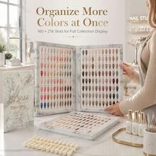 Premium Luxury Marble Texture Embedded Nail Color Book 160 Colors/216 Colors Set With 840pcs Practice Nail Tips, Gel Polish Sample Display Storage Tool, Commercial Nail Salon Display Storage Supplies, Home DIY Nail Display Accessories - Multicolor - View 2