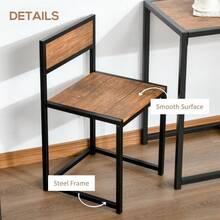 Dining Table And Chairs Set 2, Dining Room Sets, Rectangular Space Saving Table And 2 Chairs Compact Kitchens, Steel Frame, On-Site - Natural Wood + Engineered Wood - View 6