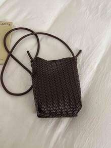 Korean Style Chic Woven Pattern Phone Bag For Women 2026 Fashion Versatile Mini Small Bag Premium Shoulder Crossbody Bag - Coffee - View 10
