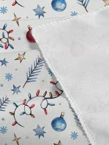 1pc Christmas Series Pattern Printed Tablecloth, Modern Style Polyester Fiber Rectangular Round Waterproof Tablecloth, Digital Printed Tablecloth Suitable For Living Room Home Use, Outdoor Dining Table, Small Round Table - Multicolor - View 3