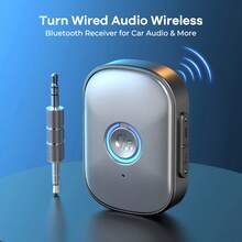 REMAX 車載Bluetooth音訊接收器，將有線汽車音響變成無線，支援Bluetooth音樂播放、免提通話、自動重新連接，3.5mm轉接器兼容喇叭及耳機，汽車配件、車用必需品、車內用品 - 銀色 - 查看 2