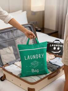 Heavy Duty Large Waterproof Wet/Dry Separated Mesh Laundry Bag, Zippered Handheld Laundry Bag, Portable Storage Bag, Laundry Room Clothing Sorting And Storage, Suitable For Travel, Business Trips, Student Dorms And Bathroom Use - A - View 3