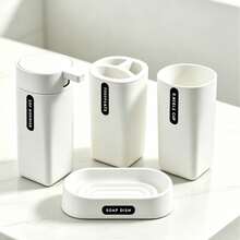 4/6‑Piece Bathroom Accessory Set, Countertop Storage Kit, Includes Soap Dispenser, Toothbrush Holder, Drinking Cup, Soap Dish, Matte Smooth Plastic Bathroom Organizer For Home Bathroom Vanity Countertop Decor - Multi-color Bathroom Set - View 17