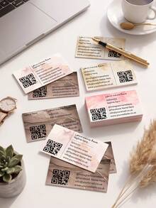200/500/1000pcs Custom Text Business Card With QR Code,Customized Card For Small Business Owner,Entrepreneur,Beauty Salon,Studio,Company Office Supplies,Customizable Business Visiting Cards - Multicolor - View 5