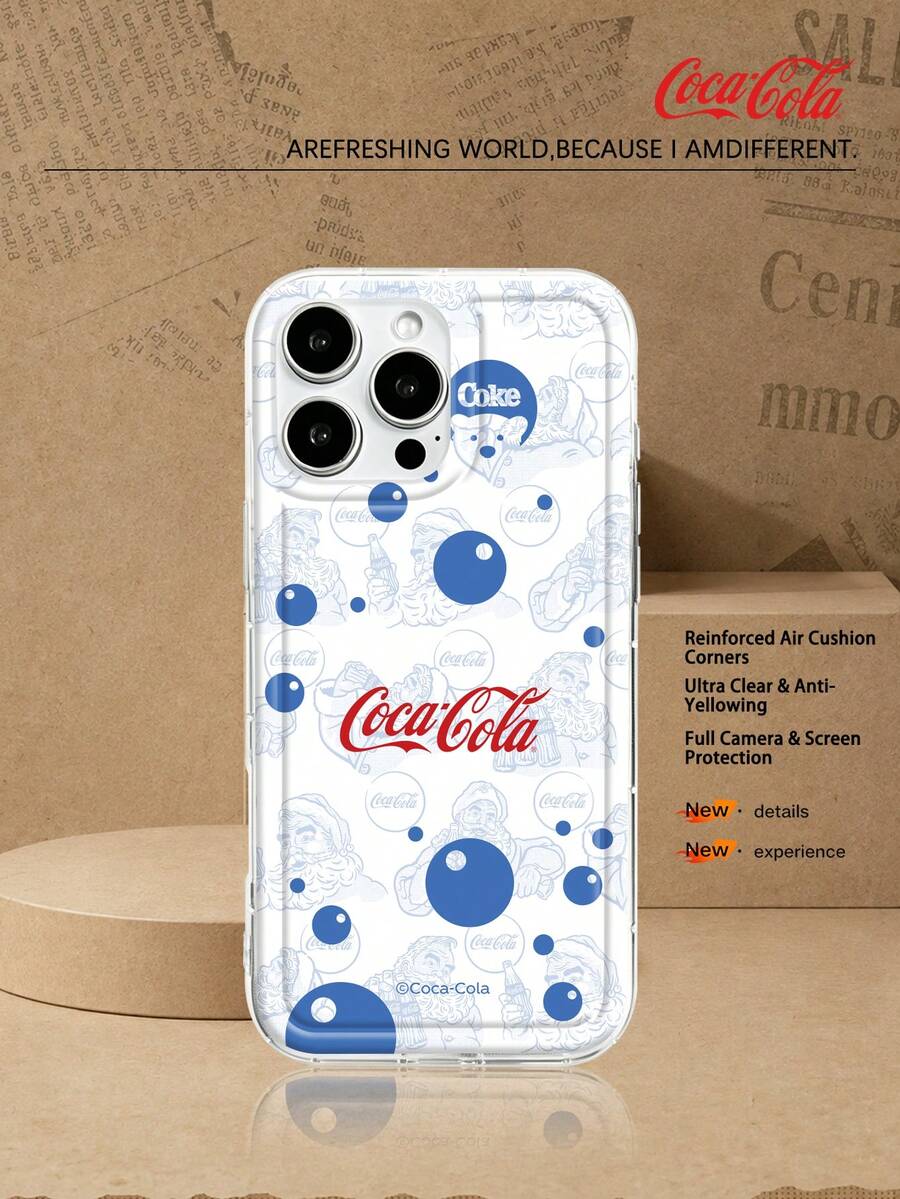 Coca Cola بطانية هاتف مرخص رسميًا مع طباعة نمط أمريكي عتيق أنيق للحماية من الصدمات والسقوط. متوافق مع iPhone 18pro 18promax 18Fold 17, 17 Pro, 17 Pro Max, 11, 12, 13, Apple 15, 16 Pro,16 Pro Max,14 Plus,16 Plus,15 Pro,16 Max,XR, في انتظار النموذج. هدايا عيد الهالوين للعائلة والأصدقاء - شفاف - مشاهدة 1