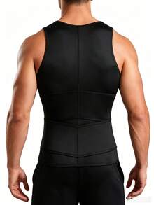 1 pieza Chaleco de compresión de neopreno para hombres, camiseta deportiva sin mangas con cremallera delantera, moldeador corporal con banda de cintura ancha doble ajustable, ajuste elástico, adecuado para entrenamiento en el gimnasio, correr, ciclismo, baloncesto y uso deportivo diario, regalo de Halloween - Multicolor - Ver 5