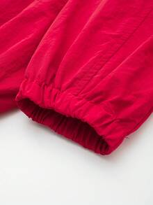 Women's Autumn Long Sleeve Hooded Bow Decor Nylon Jacket - Red - View 5