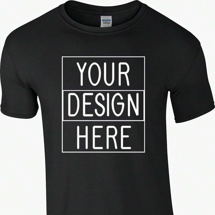 Gildan T-Shirt Photo, Logo, Or Text - Please Read Description Before Ordering - Black - View 1