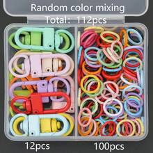 112pcs/224pcs DIY Keychain Making Parts, Colorful, Includes Key Rings And Jump Rings, Suitable For Braided DIY Keychains, Bag Charms, Open Connectors, Keychain Accessories Making Materials, DIY Key Ring Accessories Making - Keychain & Jump Ring - View 13