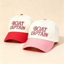 1pc BOAT CAPTAIN Letter Embroidered Baseball Cap Two‑Tone Leopard Brim Adjustable Hat For Boating Vacation Casual Street Travel - Multicolor - View 4