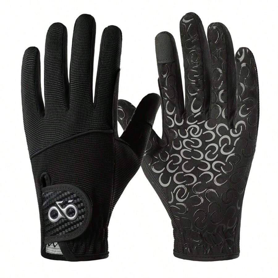 Professional Equestrian Riding Gloves, Horse Racing & Polo Gloves, Silicone Anti-Slip Wear-Resistant Touchscreen Friendly Breathable Protective Outdoor Equestrian Equipment - Black - View 1