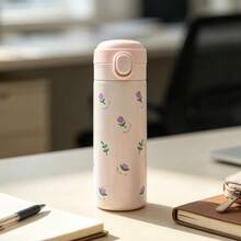 1pc Cute Insulated Water Bottle, Large Capacity, New Design Home & Student Use, Portable, Colorful, With Straw, Keeps Drinks Cool Back To School - Multicolor - View 5