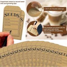 50pcs Kraft Paper Seed Storage Envelopes With Transparent Window, Pre-Printed Seed Record Template, Self-Sealing Reusable Seed Bags, Vegetable Flower Herb Seed Collection Paper Storage Envelopes, Garden Harvest Seed Organizing Envelopes - Wood Color - View 5