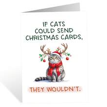 1pc Humorous Cat Christmas Card With Envelope - "If Cats Could Send Christmas Cards, They Wouldn't" - Holiday Greeting Card, Christmas Gift For Family, Friends And Cat Lovers - A - View 3