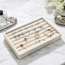1pc Velvet Ring Holder Jewelry Tray, Multi‑Color Soft Flannel Ring Display Organizer Tray, Drawer Insert Storage Tray For Rings Earrings Small Jewelry, Vanity Dresser Jewelry Display Tray, Home Accessories Storage Organizer (Rings Not Included) - Multicolor - View 12