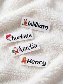 1/3/5pcs Customized Christmas Name Stickers, Featuring Santa Claus, Reindeer And Gingerbread Man Patterns, Personalized Name Labels, Suitable For Wine Glasses, Mugs And Gift Box Decoration, Perfect For Christmas Party Decor - Multicolor(Christmas Edition) - View 10