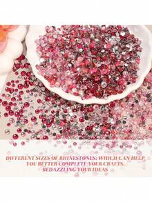 6500pcs Pink Resin Rhinestones 15-Grid For Crafts, Flat Back Resin Rhinestones For Dazzling Gemstone Flat Back Jewelry Suitable For DIY Mugs, Glass Cups, Bottles, Clothing, Shoes, Art - 5 Colors 15 Grids - View 5