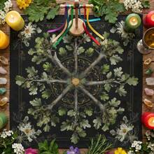 1pc Tarot Cloth Vintage Floral Oak Altar Cloth, Soft Square Divination Tablecloth For Tarot Card Reading, Witchcraft Home Decor Tapestry Tarot Cloth, Divination Oracle Card Reading Mat, Spiritual Witchcraft Home Decor - Multicolor - View 5