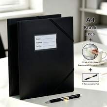A4 Plastic Elastic Band Folder With Name Label Pocket, Document Storage Binder, Includes 1 Pack Of 50 Transparent Sticky Notes And 1 Retractable Pen, Stationery For Students, Teachers, Office, Home And School - Sets - View 16