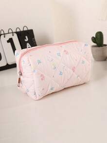 1 pieza Estuche para lápices con patrón bordado de lazo colorido, bolsa de almacenamiento de papelería de gran capacidad creativa, perfecto para útiles escolares - Multicolor - Ver 24