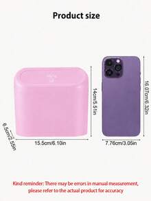 Pink Leakproof Mini Car Trash Can With Lid, With Garbage Bag, Convenient And Hygienic Car Accessory, Car Door Hanging Storage Organizer - Pink - View 11