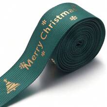 5 Yards 2.5cm Gold Foil Polyester Green Red Christmas Satin Ribbon Bows, Christmas Snowflake Christmas Tree Snowman Print Ribbon Webbing For DIY Christmas Party Decoration Gift Wrapping Bows Crafts - Christmas Collection - View 18