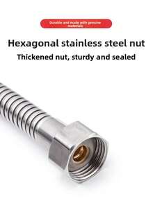 Stainless Steel Shower Hose - Durable, Explosion-Proof, Suitable For Bathroom Rain Shower Head, Reinforced Pipe, Silver, Universal G 1/2" Interface, Easy DIY Installation, Bathroom Accessory - Encryption Tube - View 5