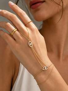 outingfit 1pc Elegant Luxury Evil Eye Bracelet For Women With Rhinestone Pendant, Summer Vacation Jewelry - Evil Eye - View 3