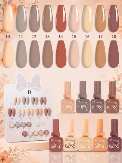 JR 126 Colors Gel Nail Polish 15ml 9pcs Bow & Ribbon Filled Bottle Set Soak Off UV LED Girls Gift