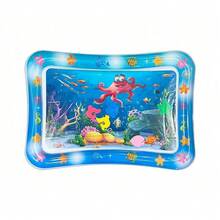 1件裝章魚充氣水上遊戲墊，趴睡感官發展水上遊戲墊，兒童教育玩具禮物 - 藍色-方形章魚 - 查看 10